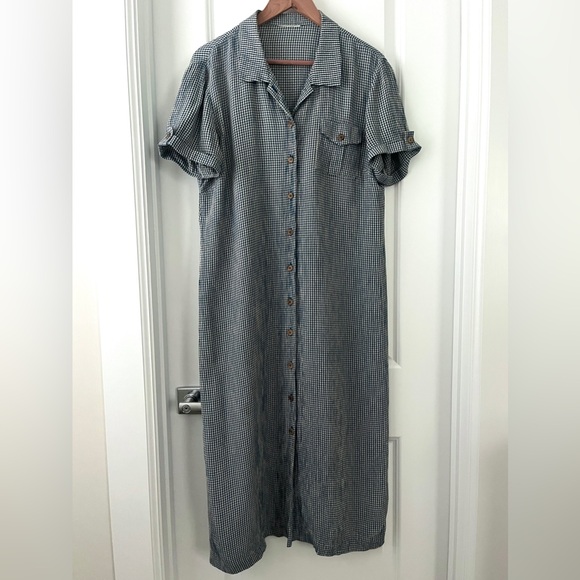 Vintage 90s Dress - Gingham Button-Up - Picture 2 of 3